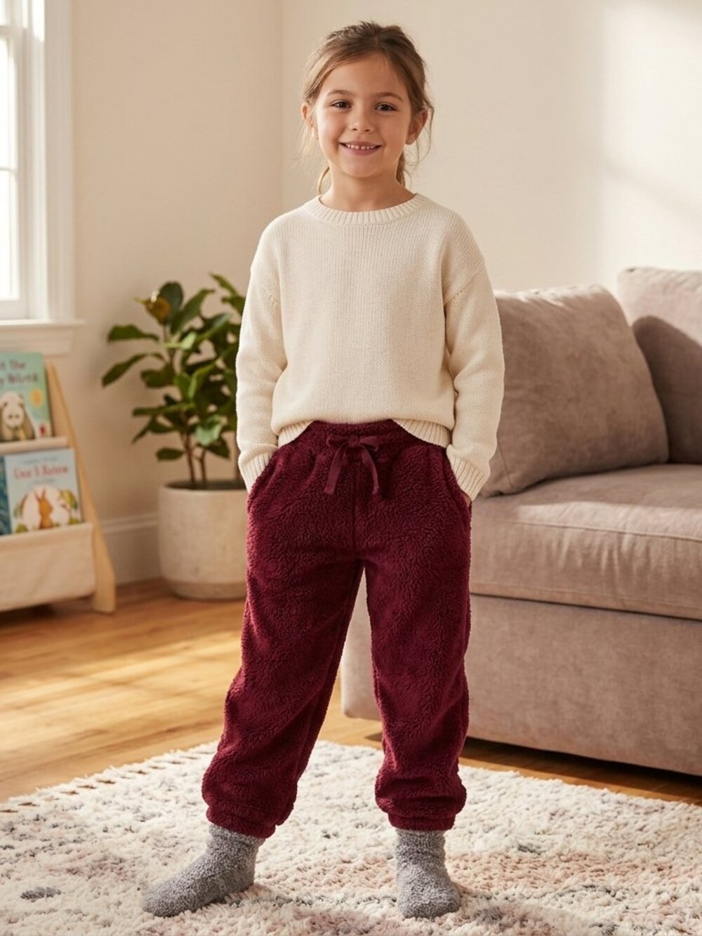 Old Navy Kids size M(8) Fleece Joggers - Burgundy